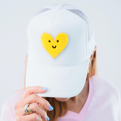 Find the Yellow Trucker Hat - White